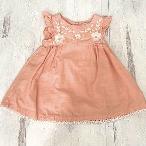Rachel Zoe Baby Girl Dress Pink Peach and White Embroidered Flowers
